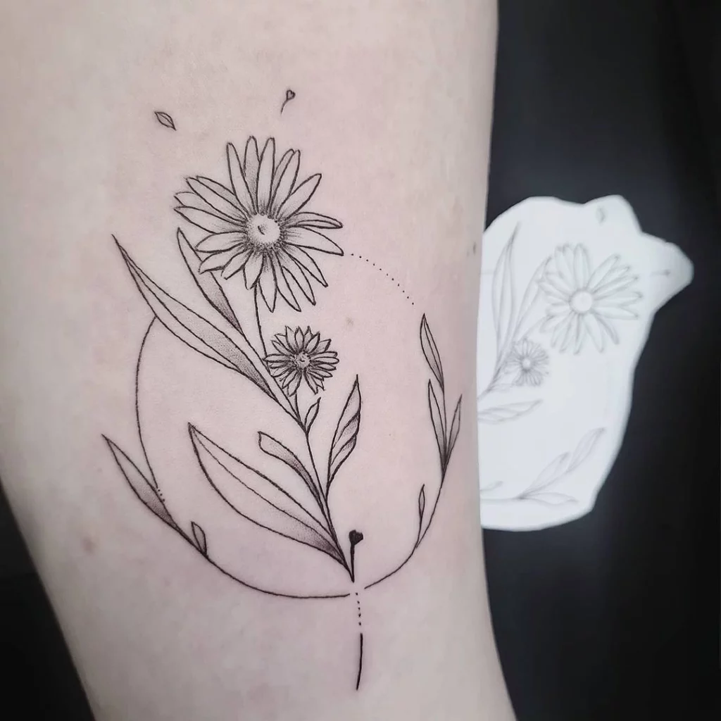 Fine Line Script Flower Tattoo - The Apollo Tattoo Studio
