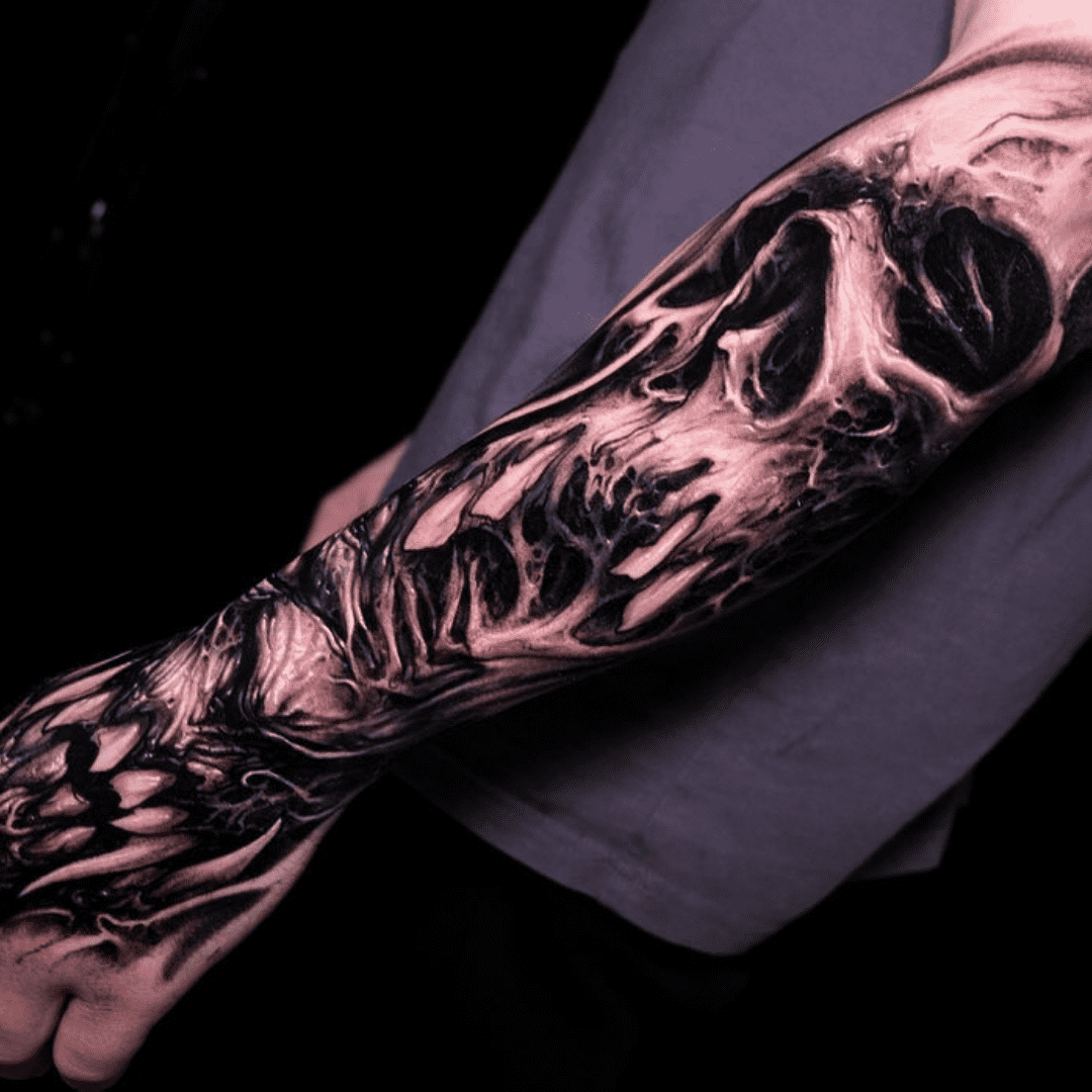 Cyborg Metal Skeleton Under Skin Temporary Sleeve Tattoos | WannaBeInk.com