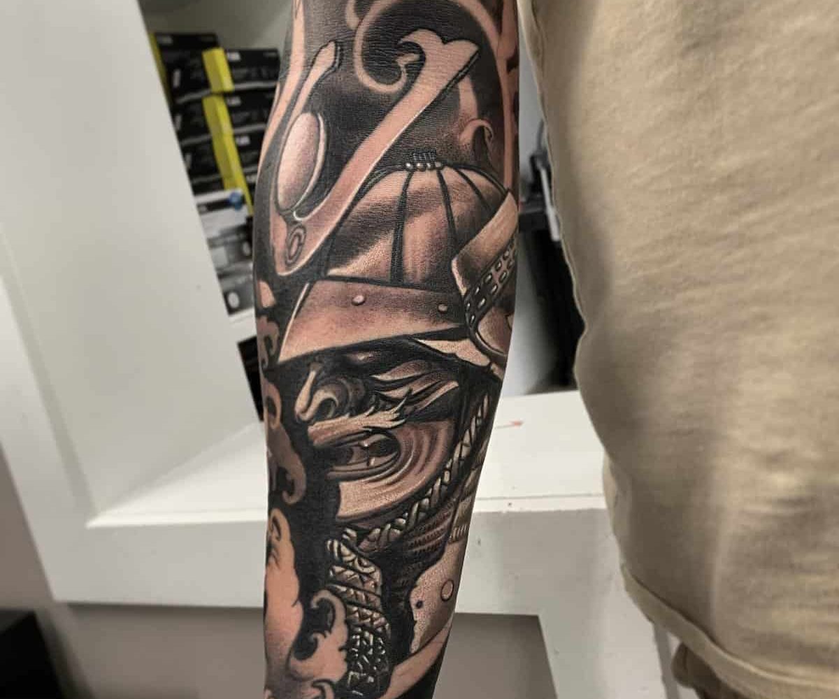 My three day old Jörmungandr forearm tattoo. He goes all the way around my  arm and bites his own tail at the front. Tattoo by Michael Hsieh at  Ballistic Tattoo, Auckland, New